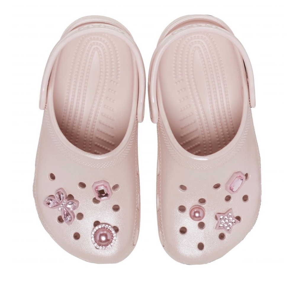 CROCS Kids Light Pink Clogs with Gem Charms